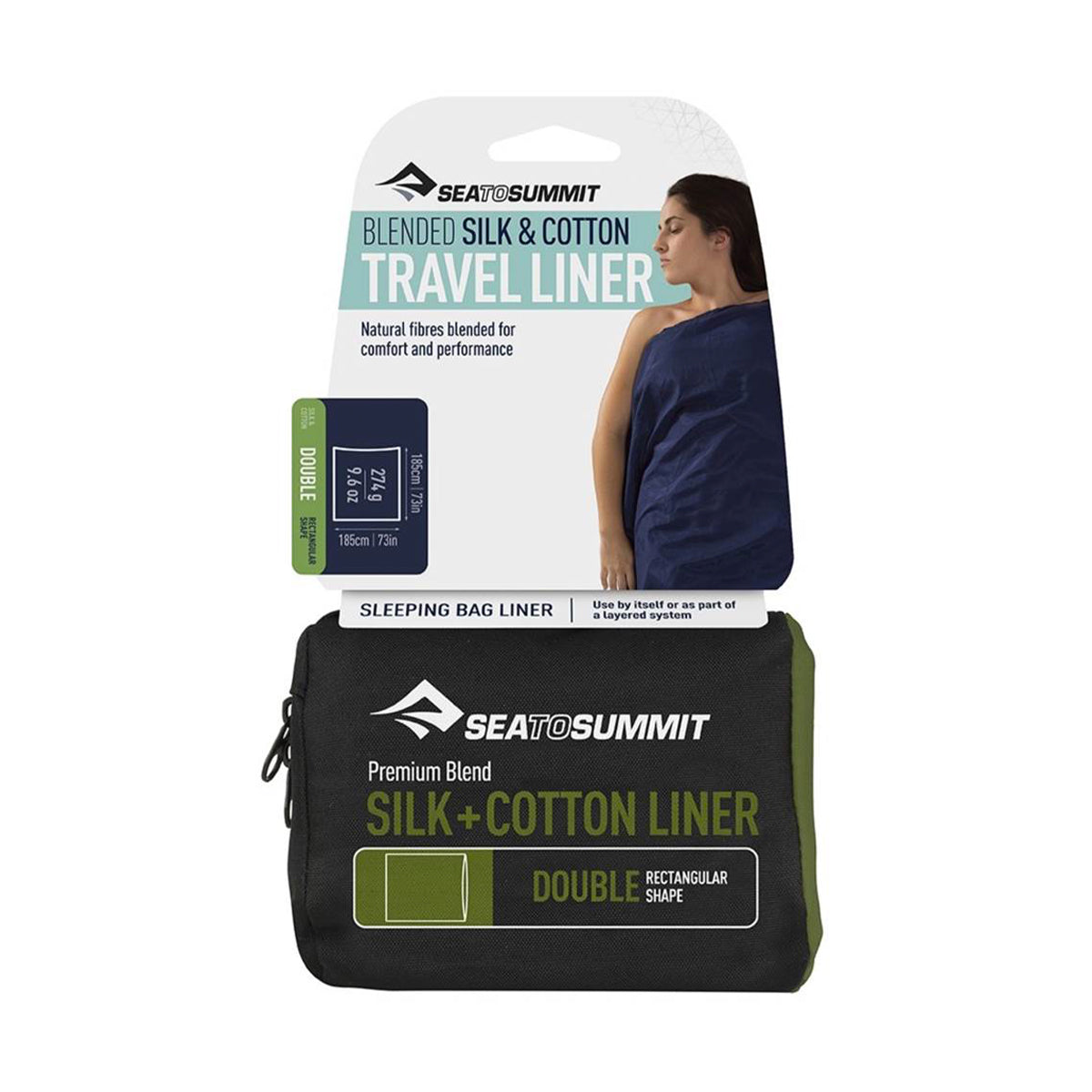 Silk+Cotton Travel Liner Navy Blue D15 SEA TO SUMMIT Double Navy Blue 