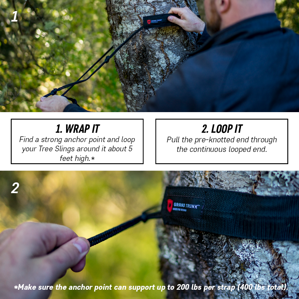 Tree Slings Hammock Hanging Kit  Black D20 GRAND TRUNK   